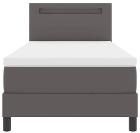 Boxspring ágy matracszal szürkében, 100 x 200 cm, műbőr
