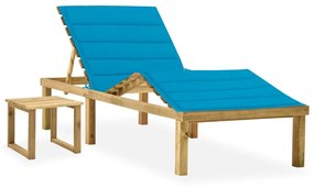 vidaXL impregnált fenyőfa kerti napozóágy asztallal és párnával