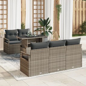 Kerti Kanapé Szett tárolóval 6 pcs Szürke Poli rattan