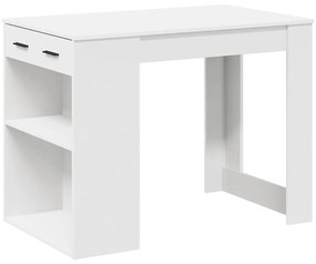 íróasztal fiókkal és polccal fehér 102x62x77,5 cm gépelt fa