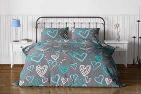 FLANEL DELUXE mintájú ágyneműhuzat Homa DONA BLUE LOVE 140x200 cm