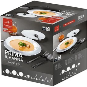 Bormioli Rocco Prima & Hanna 48 db-os étkészlet evőeszközkészlettel