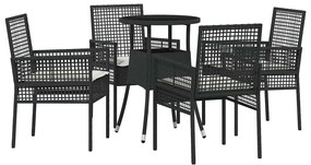 vidaXL Kert étkező szett 5 pcs Fekete polirattan