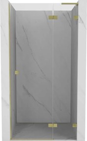 Mexen Lunar L jobbos nyíló zuhanyajtó 80 cm, átlátszó, arany szálcsiszolt - 834L-080-000-55-00-P