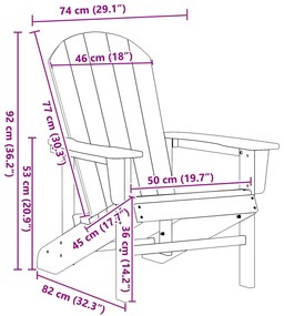Adirondack Székek 2 db Fehér 74x82x90 cm HDPE