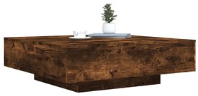 Füstös tölgy színű dohányzóasztal LED-lámpákkal 100x100x31 cm