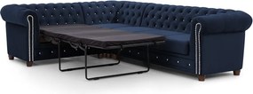 Kék bársony kinyitható sarokkanapé (bal oldali-L alakú) York Blik – Ropez