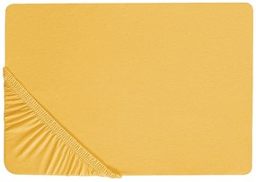 Mustársárga pamut gumis lepedő 200 x 200 cm JANBU Beliani