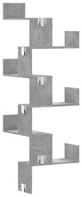 betonszürke szerelt fa fali sarokpolc 45 x 45 x 147 cm