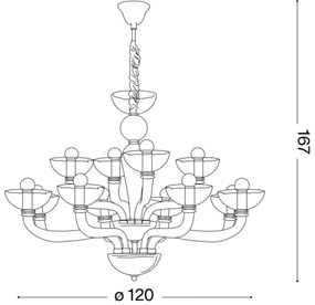 Ideal Lux - Csillár láncon CASANOVA 16xE14/40W/230V átm. 120 cm átlátszó