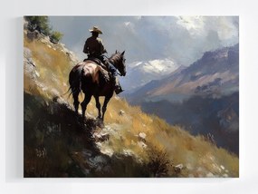 Vászonkép Canvas Hegyek Ló Férfi Lovas Utazás Cowboy 80x60