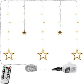 VOLTRONIC® Fényfüggöny 5 csillag 61 LED meleg fehér/vezérlő