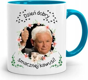 Kék Vicces Bögre Jaroslaw Kaczynski fényképes nyomattal