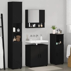 Fürdőszoba bútor szett 4 pcs Fekete 61 x 35 x 64 cm Faanyag