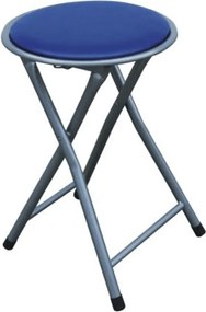 Szék, összecsukható , fém-ezüst + kék textilbőr, IRMA