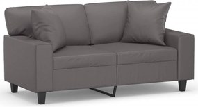vidaXL 2 személyes szürke műbőr kanapé díszpárnákkal 120 cm