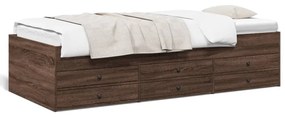 barna tölgy kanapéágy fiókkal matrac nélkül 100x200 cm