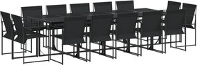 vidaXL 15 részes fekete textilén kerti étkezőgarnitúra