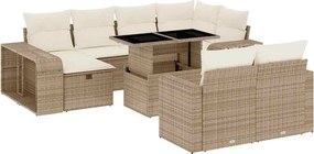 vidaXL 11 részes bézs polyrattan kerti ülőgarnitúra párnákkal