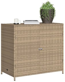 bézs polyrattan kerti tárolószekrény 83x45x76 cm