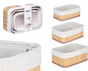 3 db-os Kosár Tároló Doboz szett fürdőszobai fehér