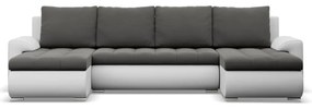 Tokio U alakú sarokkanapé, 3 ágyneműtartóval, bársony + műbőr, univerzális oldal, szürke - fehér