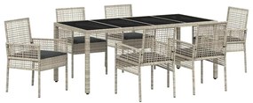 vidaXL Kert étkező szett 7 pcs Világosszürke polirattan