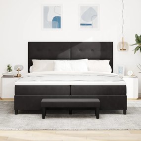 Box spring ágy matraccal és paddal, fekete, 200x200 cm, bársony