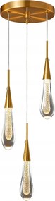 Mennyezeti Led Függő Lámpa Arany 3 pont Kristály Állítható Modern