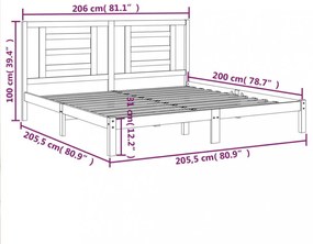 tömör fenyőfa ágy matrac nélkül 200 x 200 cm