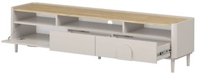 Amilio RTV szekrény 200 cm - kasmír / olajozott tölgy / kasmír fogantyú