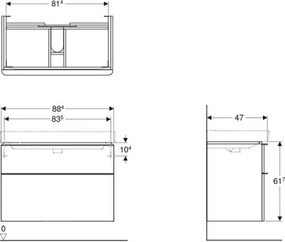 Geberit 500.354.00.1 - Mosdó alatti szekrény Smyle Square 61,7x88,4 cm fehér