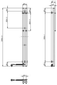 Elektromos törölközőszárító termosztáttal SILOUETTE 187W/230V 120,6cm IP44 fekete jobb