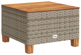 vidaXL szürke polyrattan és akácfa kerti asztal 55 x 55 x 36 cm