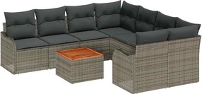 vidaXL Kerti Kanapé Szett párnával 9 pcs Szürke polirattan