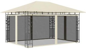 krémszínű pavilon szúnyoghálóval 4 x 3 x 2,73 m 180 g/m²