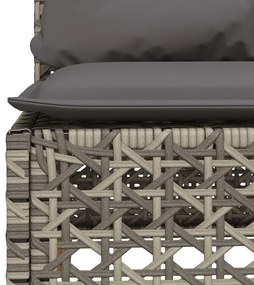 szürke polyrattan karfa nélküli kerti kanapé párnával