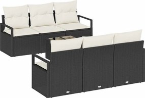 vidaXL Kanapé Szett 7 pcs Fekete és Krém polirattan