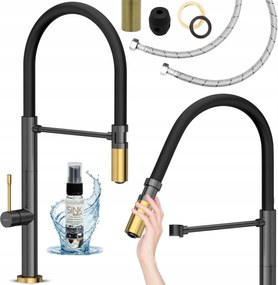 Konyhai Csaptelep flexibilis Kifolyócsővel arany Konyhai Mosogató Csaptelep