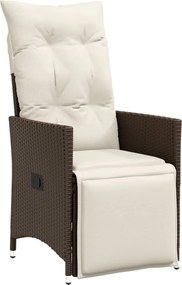 vidaXL barna polyrattan dönthető kerti szék párnákkal
