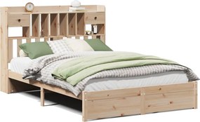 vidaXL tömör fenyőfa könyvespolcos ágy matrac nélkül 140 x 190 cm