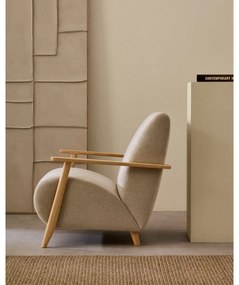 Bézs-krémszínű zsenília fotel Meghan – Kave Home