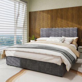 Kárpitozott ágy Gyerek franciaágy 140x200cm hidraulikus szürke