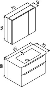 Messina mosdószekrény, 85 cm – TR785PNC1612