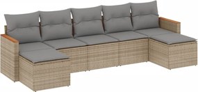 vidaXL 7 részes bézs polyrattan kerti ülőgarnitúra párnákkal