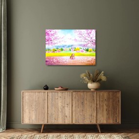 Kép - festett szarvas, akvarell (üvegen) (70x50 cm)