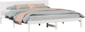 vidaXL Ágykeret Fehér 200 x 200 cm Tömör fenyőfa