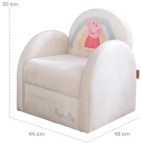 Fehér bársony gyerek fotel Peppa Pig – Roba