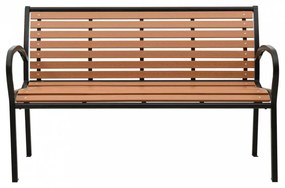 Fekete és barna acél és wpc kerti pad 116 cm