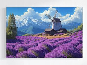 Poszter Tájkép Hegyek Mező Levendula Szélmalom 120x80